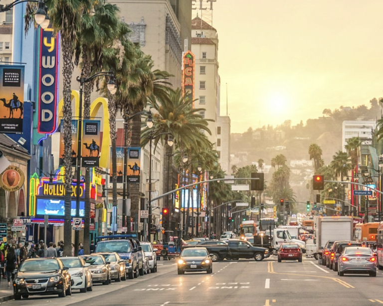 Hollywood, California, at sundown.