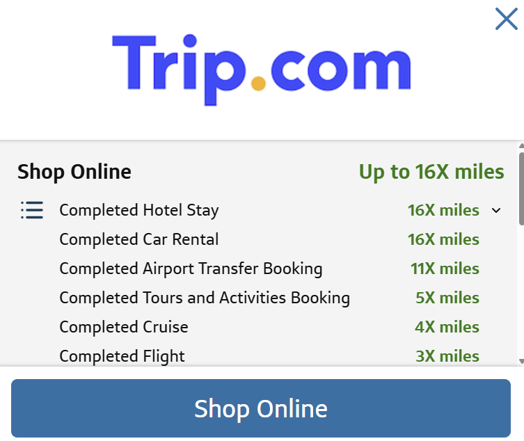 Earn up to 16.5X on Trip.com