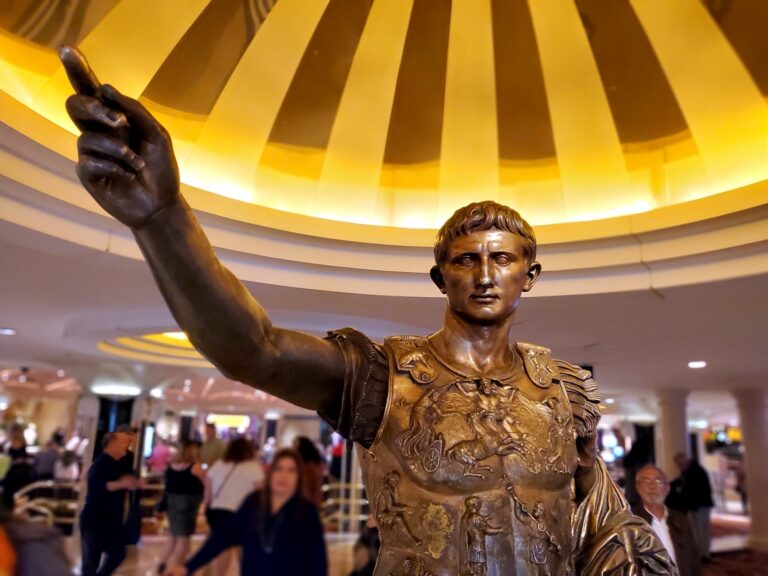 a statue of a man in a large room